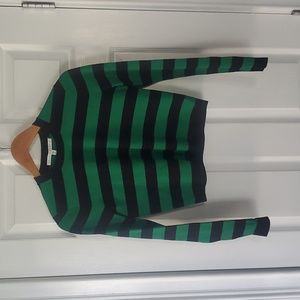 Veronica Beard green and black striped long sleeved top